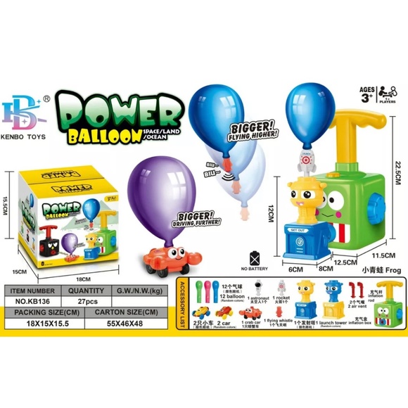 Balloon Launcher Powered Car Toy Set for Kids Children Toddlers Boys Girls Gift - Picture 1 of 5